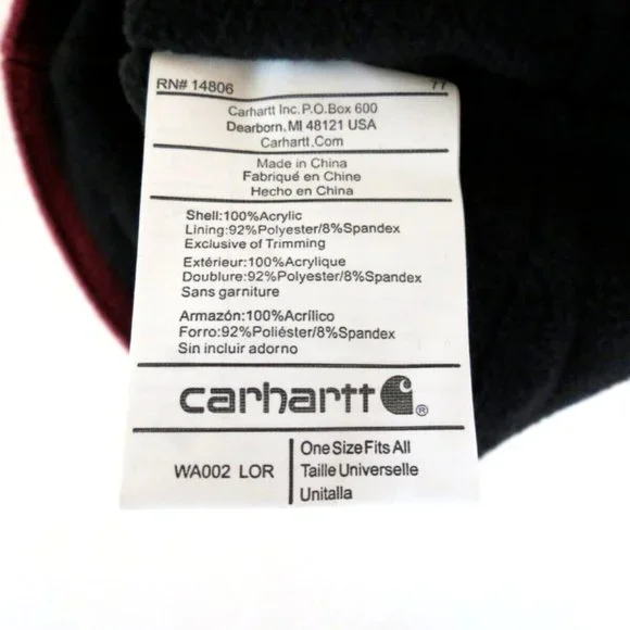Carhartt Beanie Fleece Lined Cranberry Stripes - Picture 6 of 8